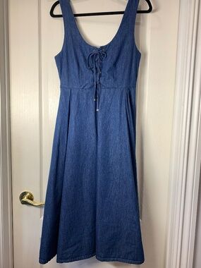 Howus Denim Dress Korean Style Fit & Flare Lace-Up M Minimalist Festival